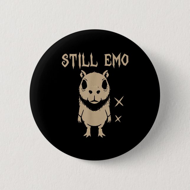 Emo Capybara Goth Punk Still Emo  2 Inch Round Button (Front)
