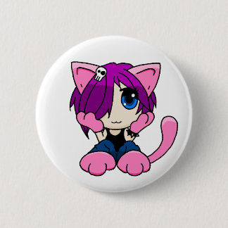 Emo cat girl 2 inch round button