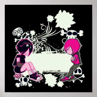 emo deep thoughts vector illustration poster