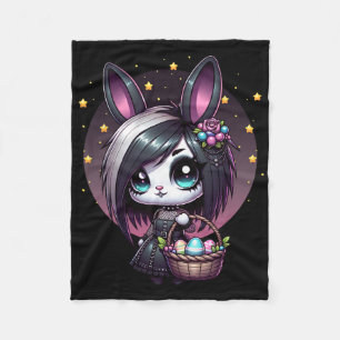 Emo Easter Bunny Cute Goth Girl Whimsigoth Egg Hun Fleece Blanket