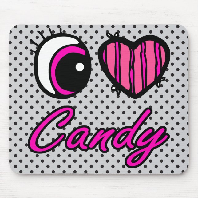 Emo Eye Heart I Love Candy Mouse Pad (Front)