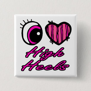 Emo Eye Heart I Love High Heels 2 Inch Square Button
