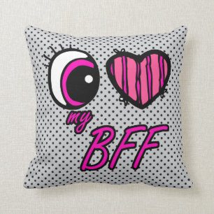 Emo Eye Heart I Love my BFF Best Friend Forever Throw Pillow