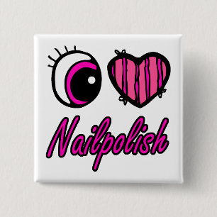 Emo Eye Heart I Love Nail polish 2 Inch Square Button