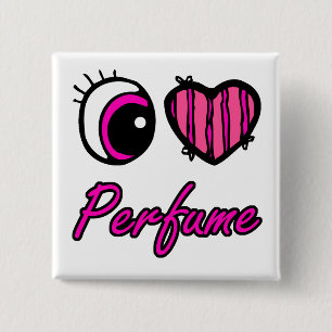 Emo Eye Heart I Love Perfume 2 Inch Square Button