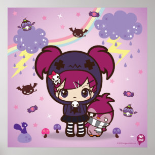 Emo Girl Haruka and Spitzen the Penguin Poster