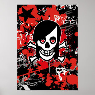 Emo Girl Skull Poster