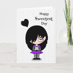 Emo Girl with Black Heart for Sweetest Day Card