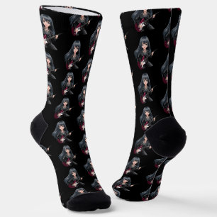 Emo girl with long black hair socks