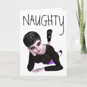 EMO GOTH GIRL "NAUGHTY" GREETING CARDS