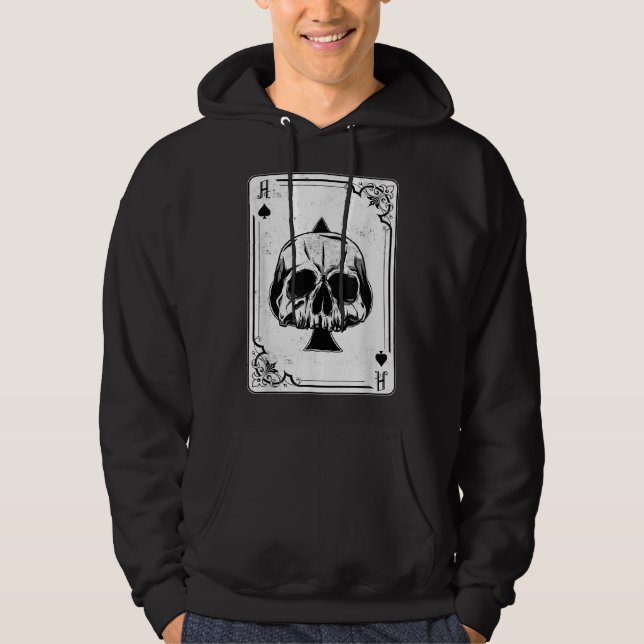 Emo Gothic And Punk Ace of Spades Poker Game Hoodie (Front)