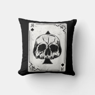 Emo Gothic And Punk Ace of Spades Poker Game Throw Pillow