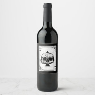 Emo Gothic And Punk Ace of Spades Poker Game Wine Label