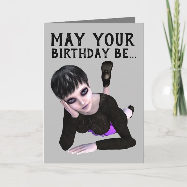 EMO GOTHIC GIRL, CARTES D'ANNIVERSAIRE TWISTED (Devant)