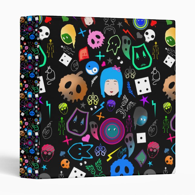 Emo Halloween pattern Binder (Front/Spine)