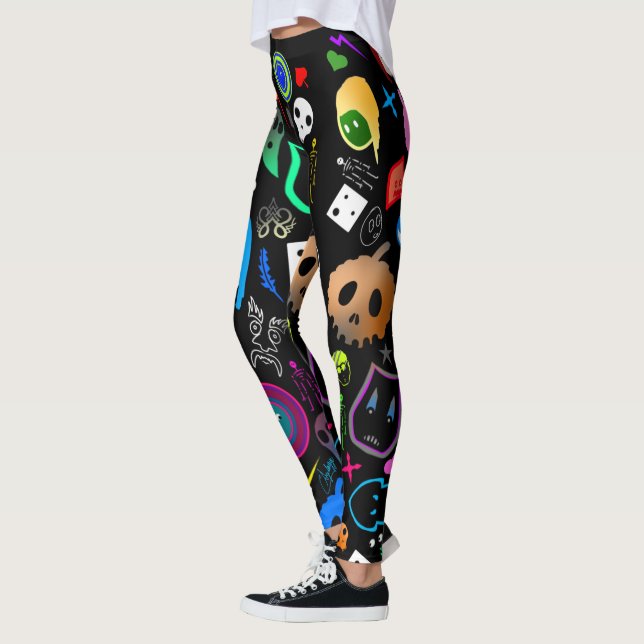 Emo Halloween Pattern Leggings (Left)