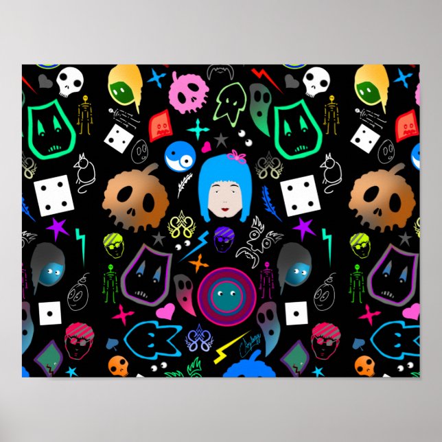 Emo Halloween pattern Poster (Front)