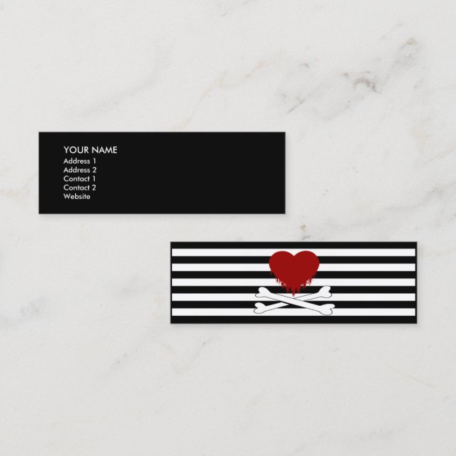emo heart and crossbones. (see back) mini business card (Front/Back)