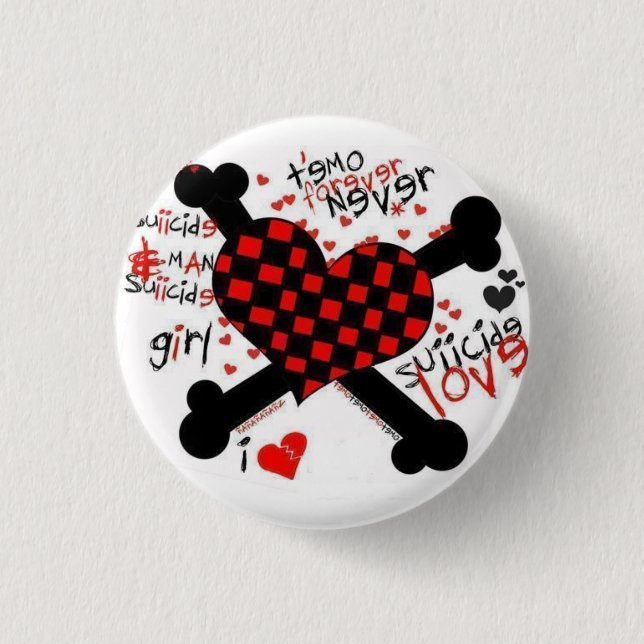 emo/love 1 inch round button (Front)