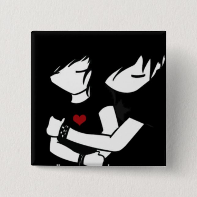 emo love 2 inch square button (Front)