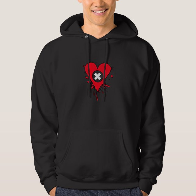 Emo Love Heart Paint Splatter Hoodie (Front)