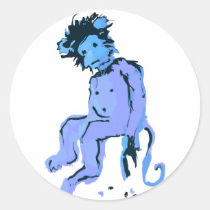 emo monkey ink classic round sticker
