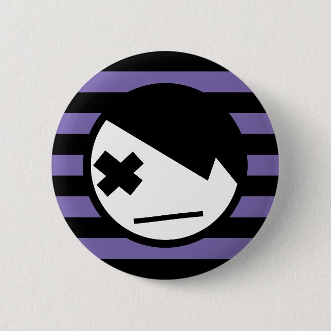 emo on stripes 1 2 inch round button (Front)