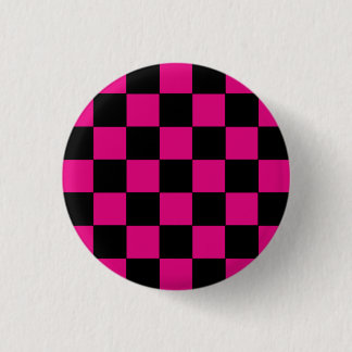 Emo Pink & Black Chequerboard 1 Inch Round Button