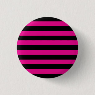 Emo Pink & Black Stripes 1 Inch Round Button