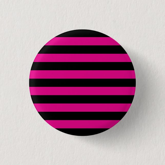 Emo Pink & Black Stripes 1 Inch Round Button (Front)