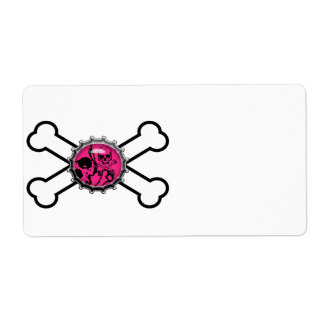 emo pink skull bottlecap crossbones