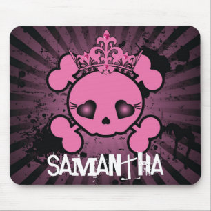 EMO Pink Skull Crossbones Personalized Mousepad