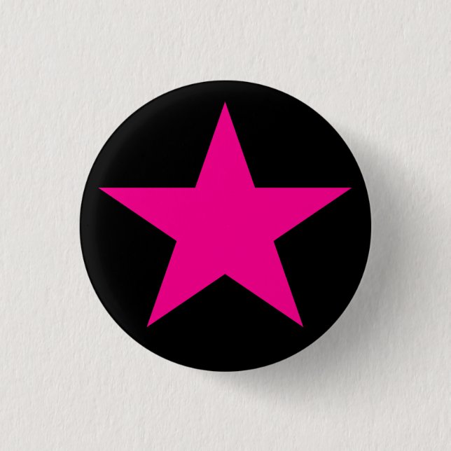 Emo Pink Star 1 Inch Round Button (Front)