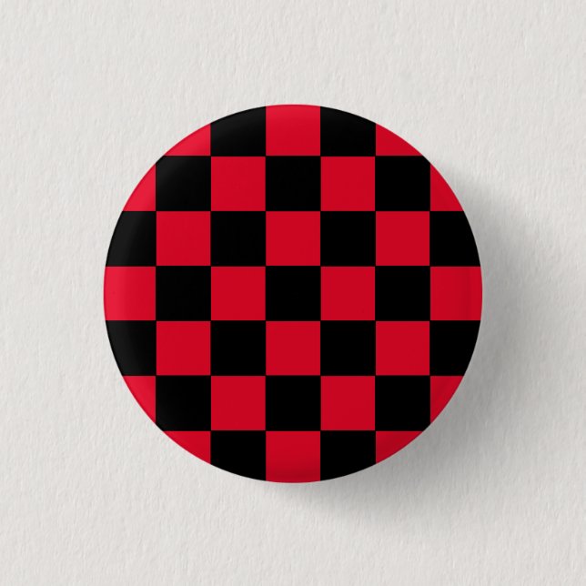 Emo Red & Black Chequerboard 1 Inch Round Button (Front)