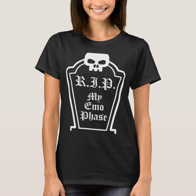 Emo Saying Quote Skull Grave Goth RIP My Emo Phase T-Shirt (Front)