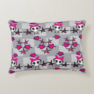 Emo Skulls Pattern Accent Pillow