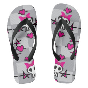 Emo Skulls Pattern Flip Flops