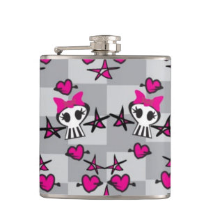 Emo Skulls Pattern Hip Flask