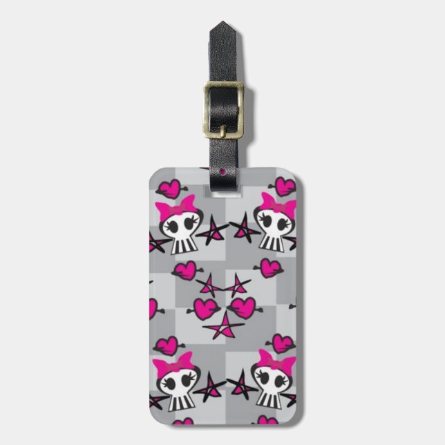 Emo Skulls Pattern Luggage Tag (Front Vertical)