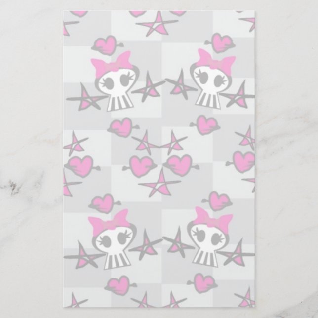 Emo Skulls Pattern Stationery (Front)