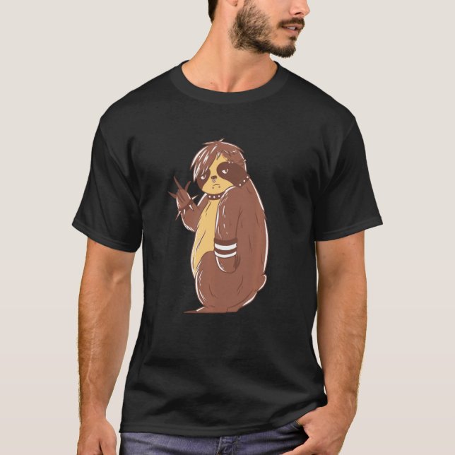 Emo Sloth  Funny Rock And Roll T-Shirt (Front)