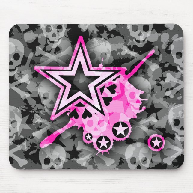 Emo Stars & Skulls Mouse Pad (Front)