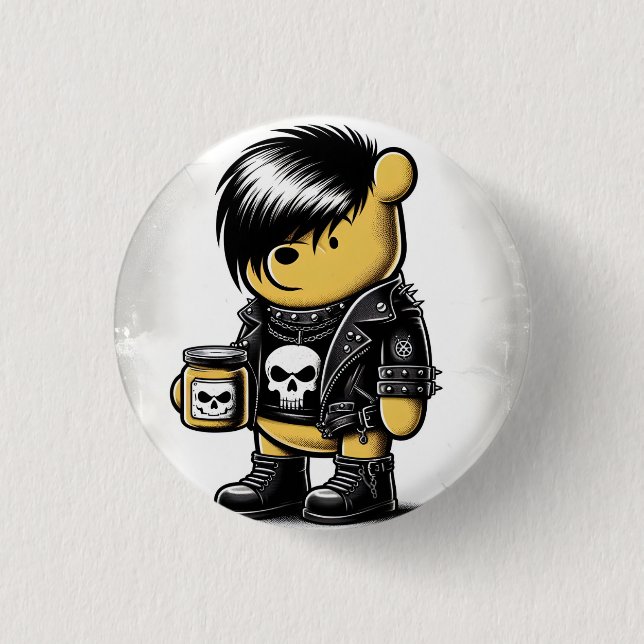 Emo Winnie the Pooh 1 Inch Round Button (Front)