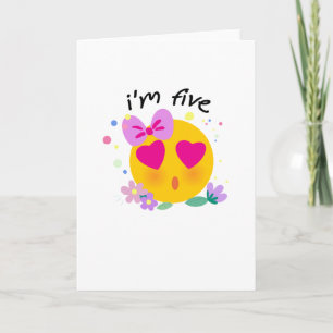 Emoji 5th Birthday  Kids for Girls Funny Party Card