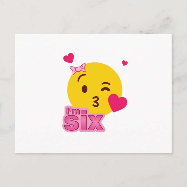 Emoji 6th Birthday  Kids for Girls Funny Party Invitation Postcard (Front)