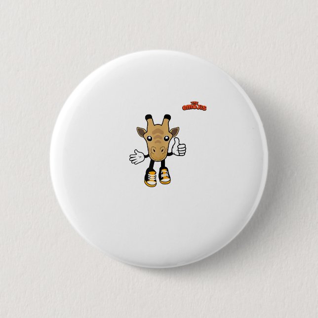 emoji animals giraffe thumb up  2 inch round button (Front)