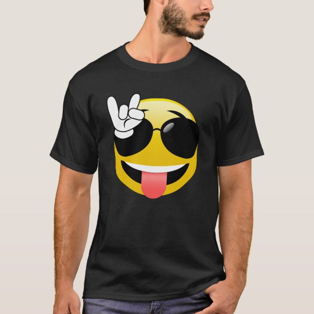 Emoji avec la roche sur le T-shirt de mains (Devant)