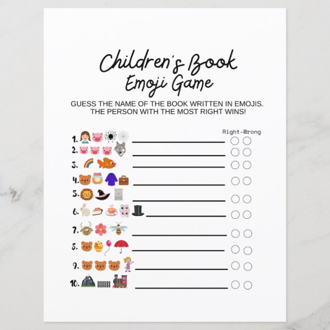 Emoji Baby Shower Game with Answers  (Front)