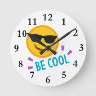 Emoji Be Cool Round Clock