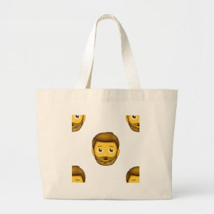 emoji bearded man large tote bag
